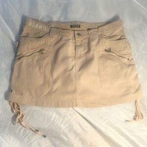 Vintage 90s Allen Schwartz Cargo Khaki Mini Skirt Grunge Look Sz 31